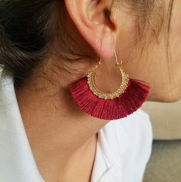 Jewelry - Burgundy Tassel Earrings